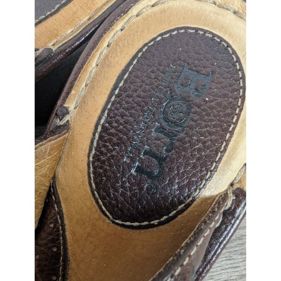 Born Leather Wedge 3.5 Heel Sandals Size 7 - Picture 4 of 5
